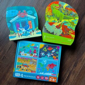 Puzzle Lot: Crocodile Creek Aquarium, Land of Dinosaurs, Chuckle & Roar 4 Pack